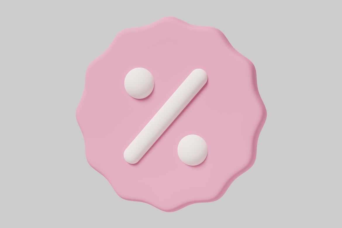 Download Percentage sign in a pink wavy shape 3D Model