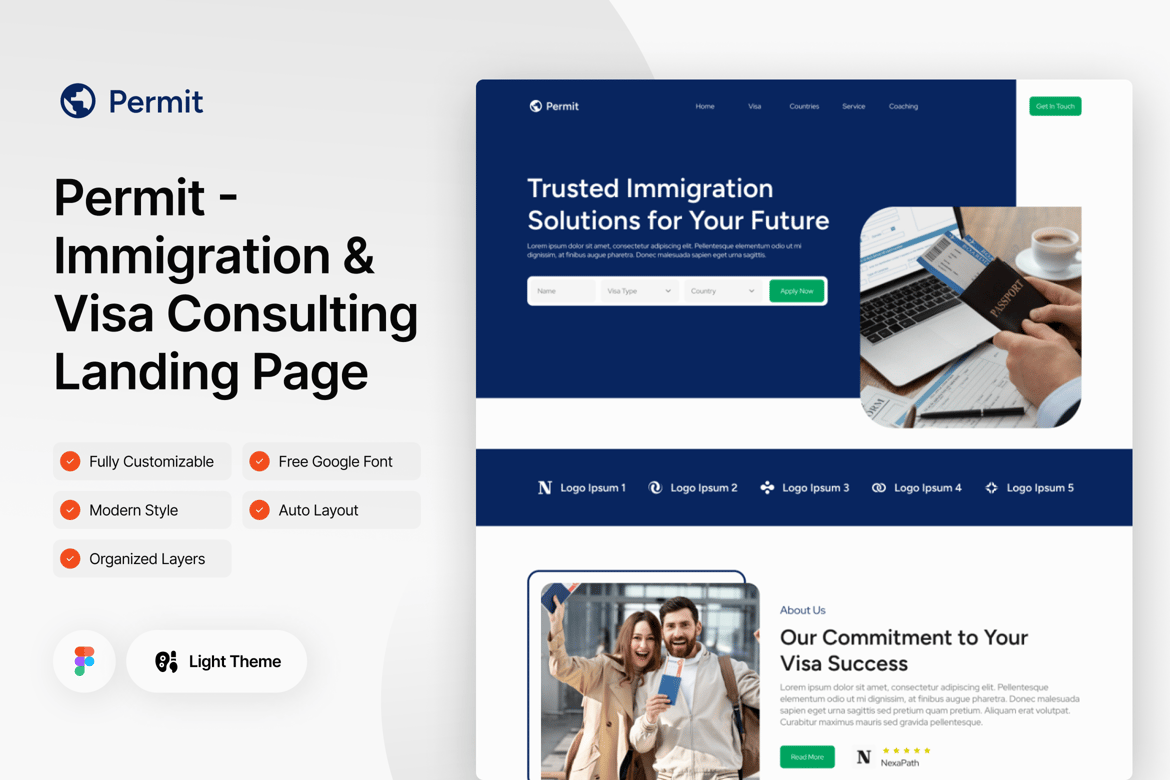 Download Permit - Immigration & Visa Consulting Landing Figma Design