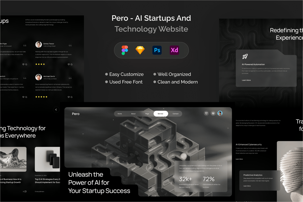 Download Pero - AI Startups & Technology Website Figma Design