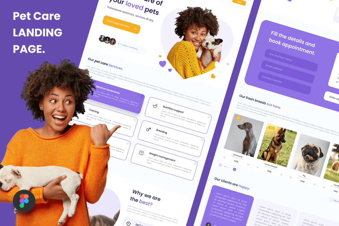 Download Pet Care Veterinary Services Landing Page Figma Design