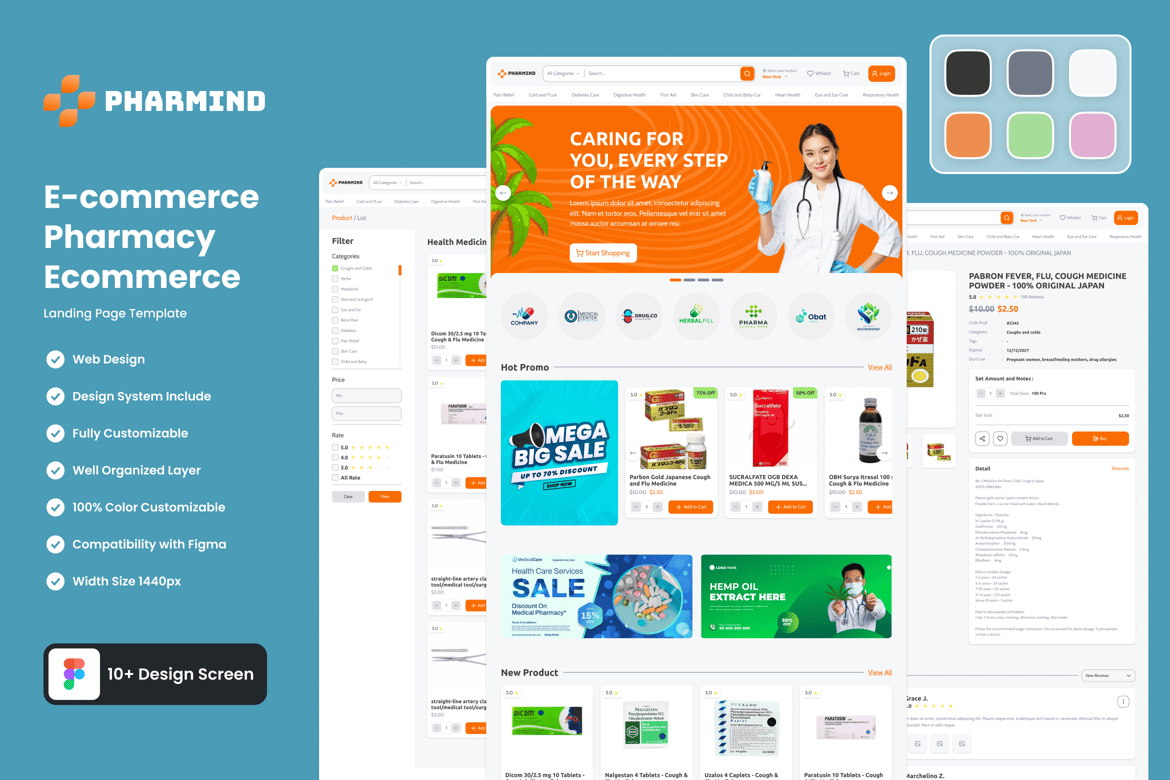 Download Pharmacy Ecommerce Website Templates Figma Design