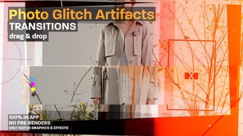 Download Photo Artifacts Glitch Transitions: Photo-Based Distortions with Glitch Elements Premiere Pro Template