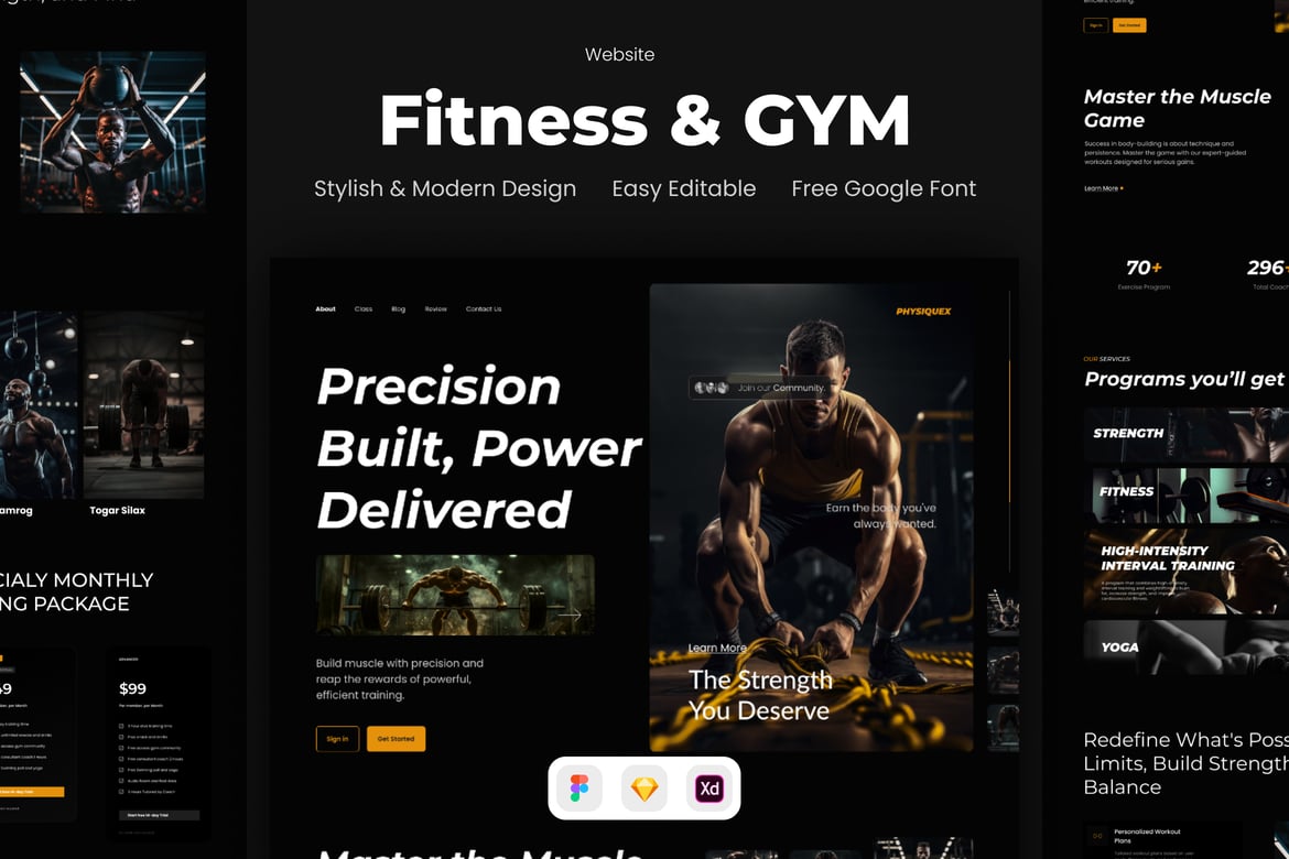 Download PhysiqueX - Fitness and GYM Website Figma Design