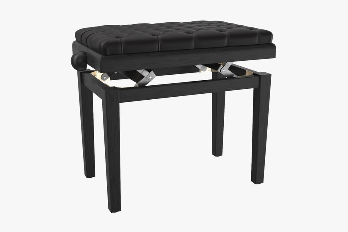 Download Piano Chair Stool, Dark Brown Tufted Bench with Adjustable Height Mechanism 3D Model