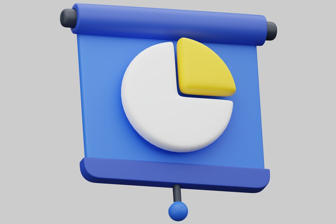 Download Pie chart on a scroll 3D Model