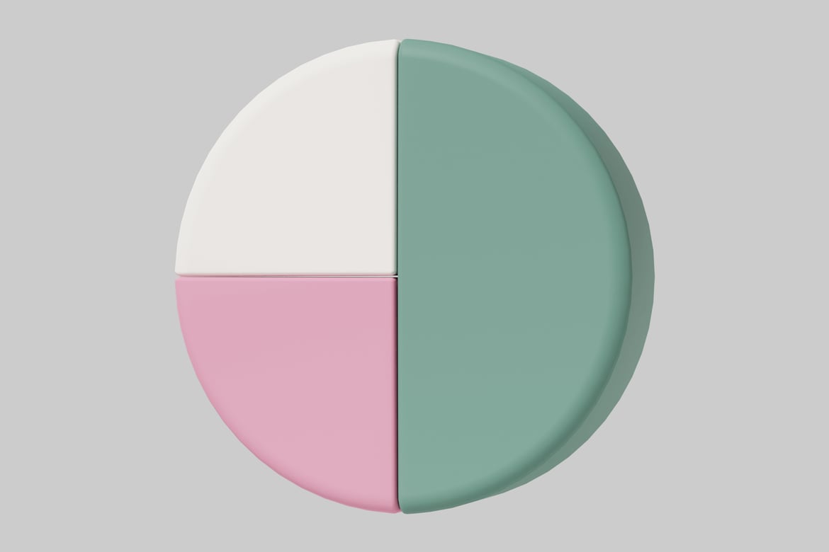 Download Pie chart with three distinct sections 3D Model