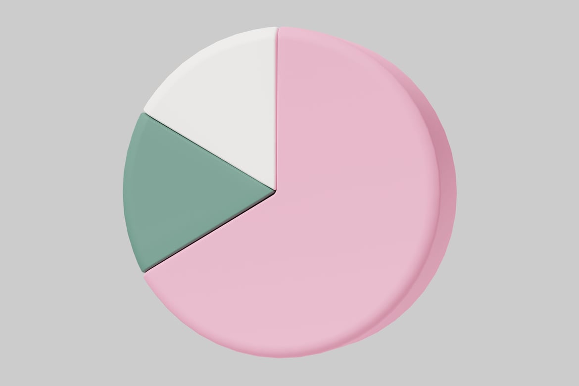 Download Pie chart with three sections. 3D Model