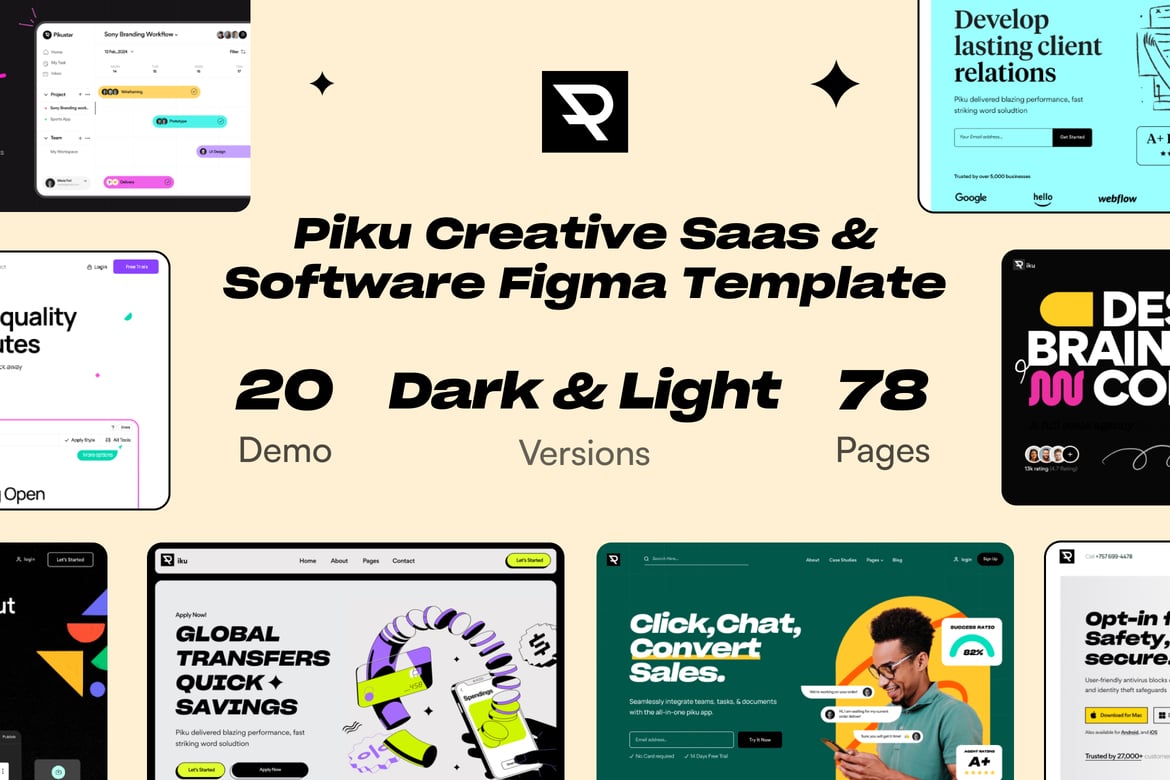 Download Piku - Creative Saas & Software Figma Template Figma Design