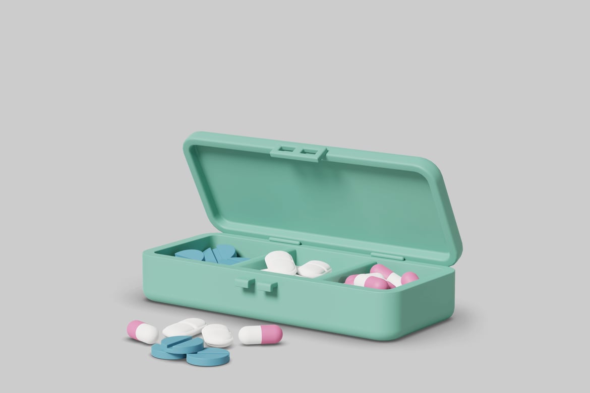 Download Pill box with two compartments. 3D Model