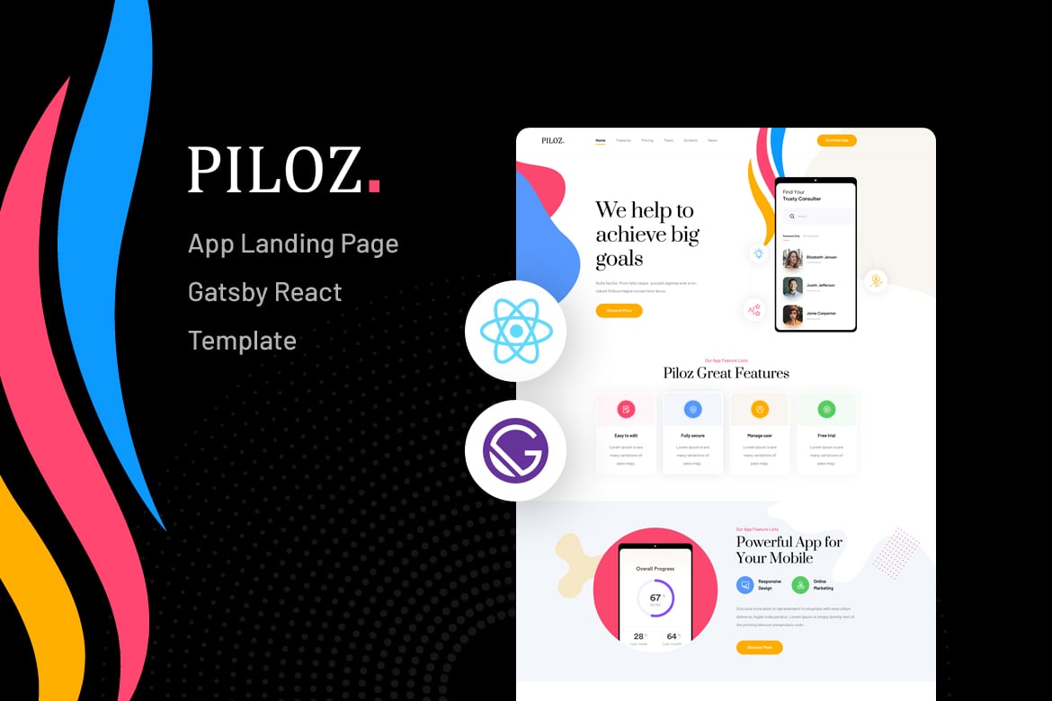 Download Piloz - Gatsby React App Landing Page Template