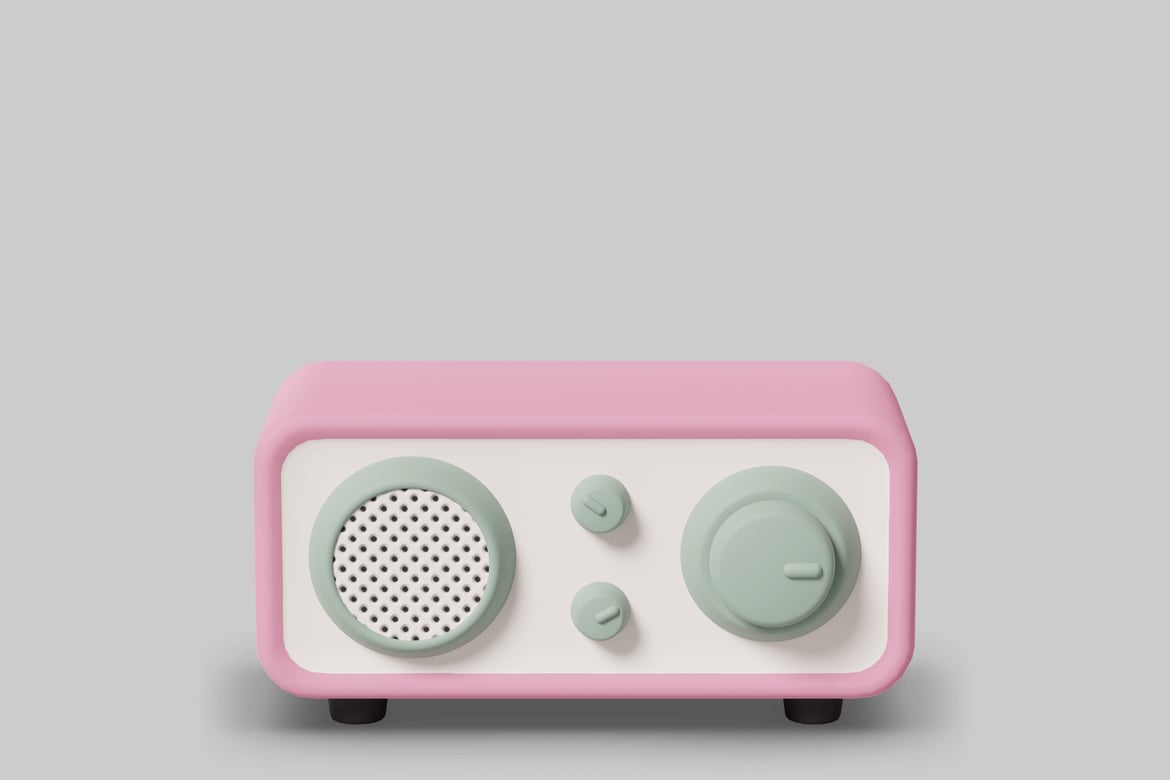 Download Pink and light green device with speaker and dial. 3D Model