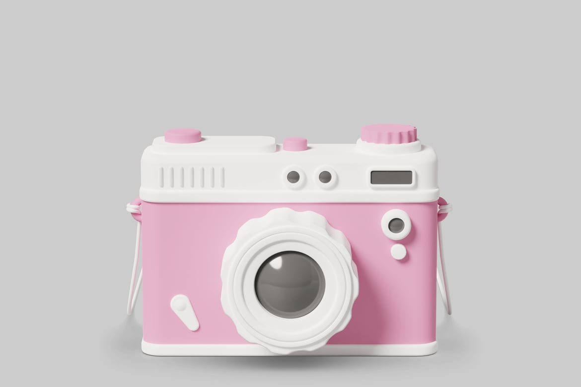 Download Pink and white camera. 3D Model