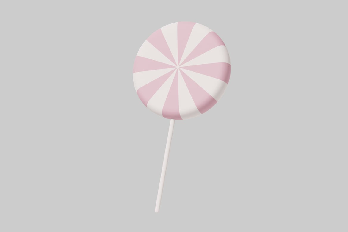 Download Pink and white striped lollipop 3D Model