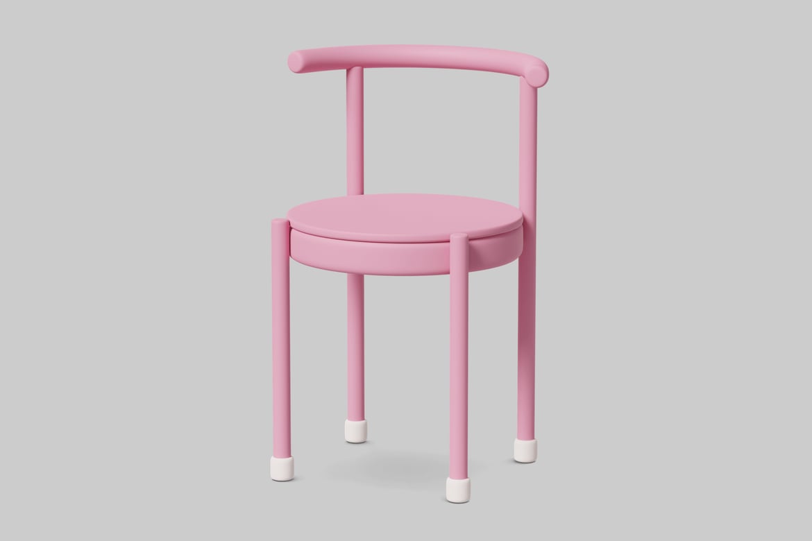 Download Pink armchair with curved backrest 3D Model