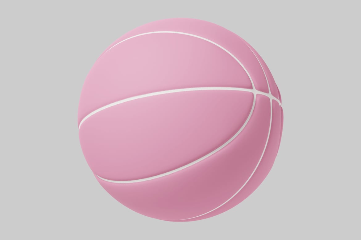 Download Pink basketball with white lines 3D Model