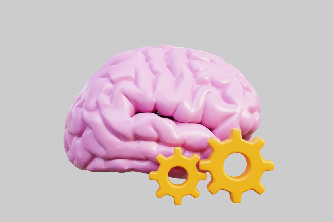 Download Pink brain with gears 3D Model