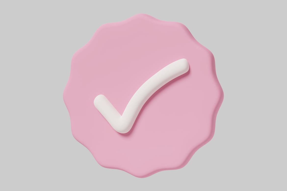 Download Pink circle with white checkmark 3D Model