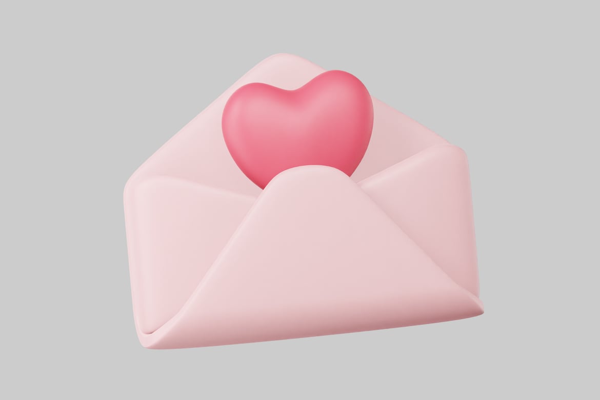 Download Pink envelope with heart-shaped object 3D Model