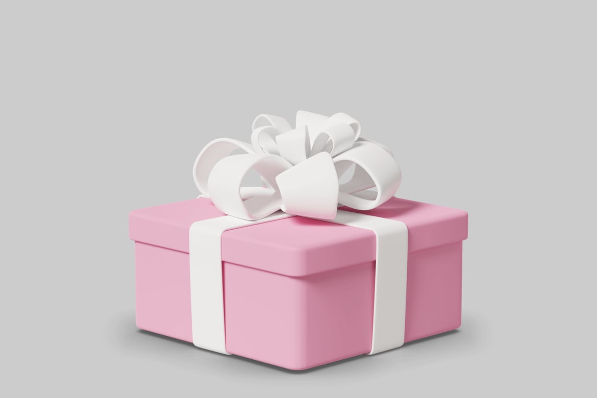 Download Pink gift box with white ribbon and bow 3D Model