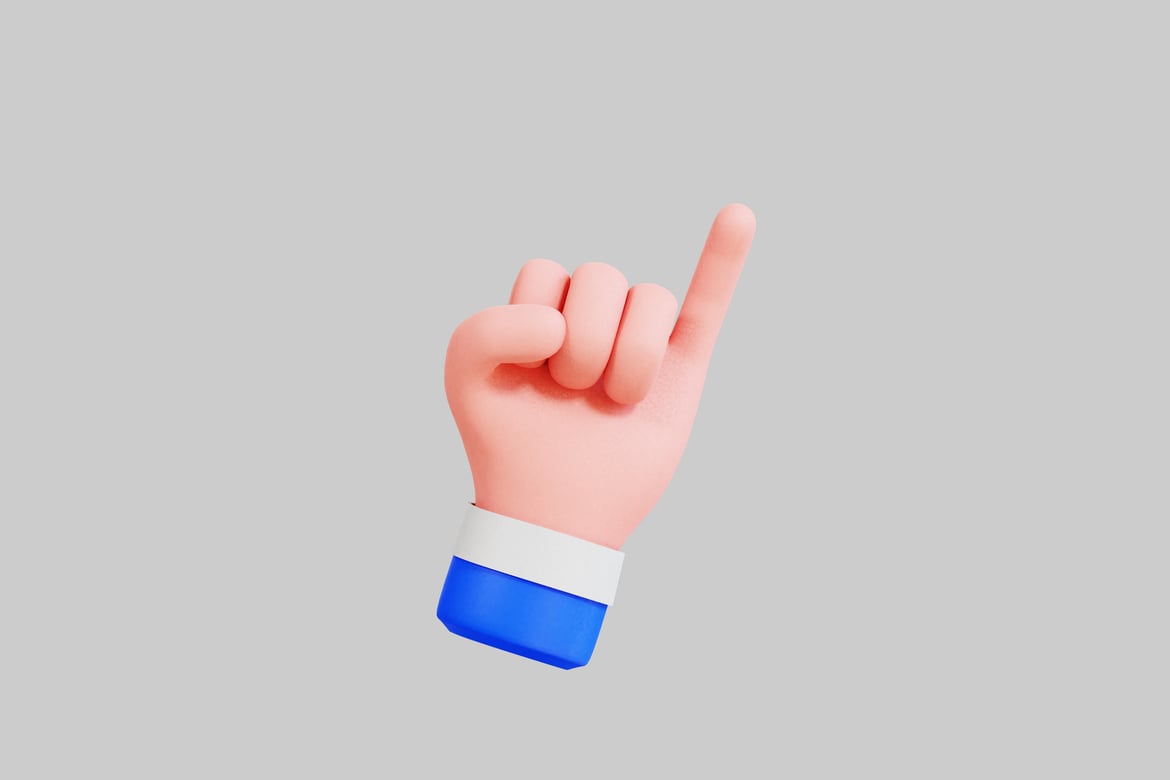 Download Pink hand with raised index finger. 3D Model