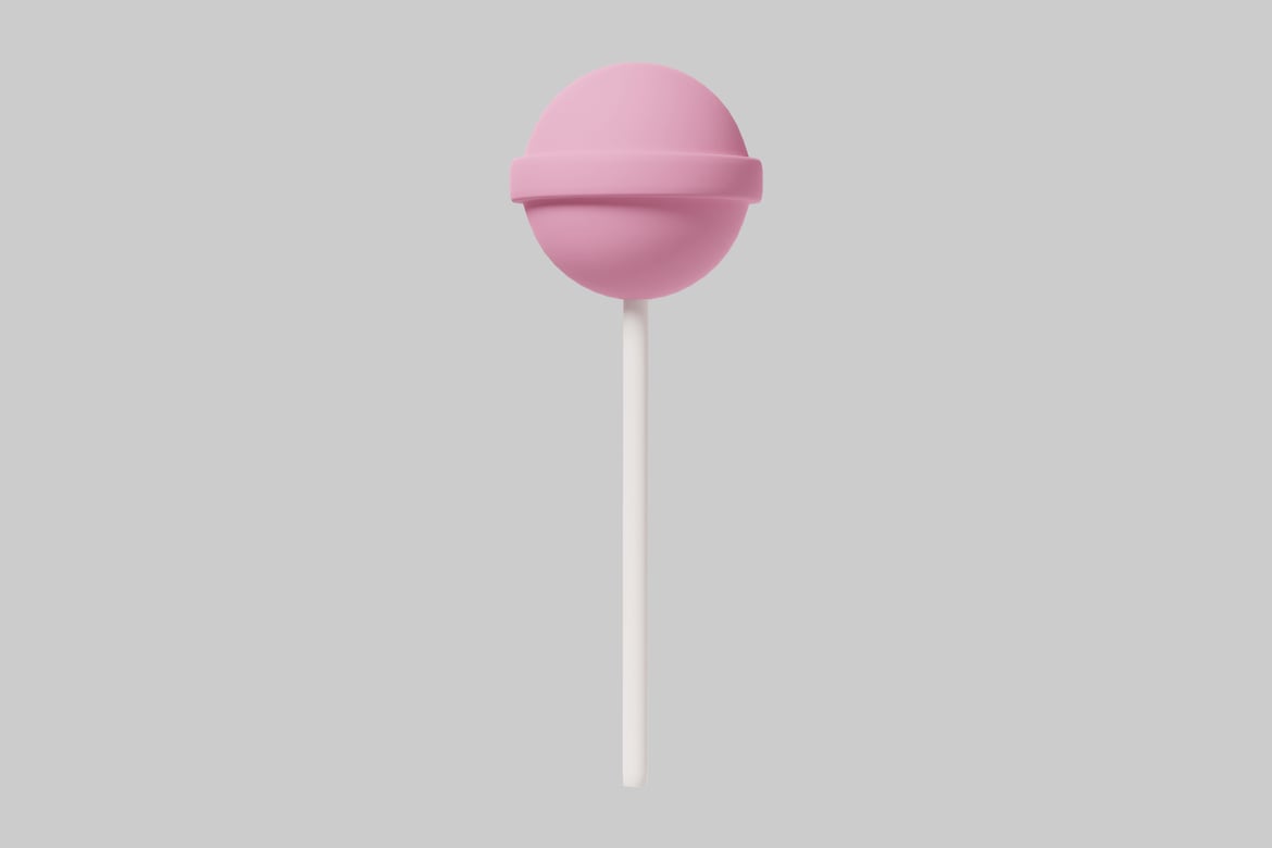 Download Pink lollipop on a white stick. 3D Model