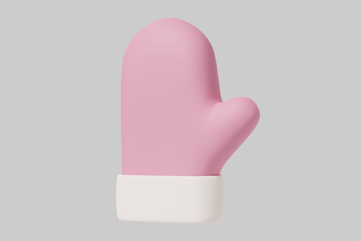 Download Pink mitten with white cuff 3D Model