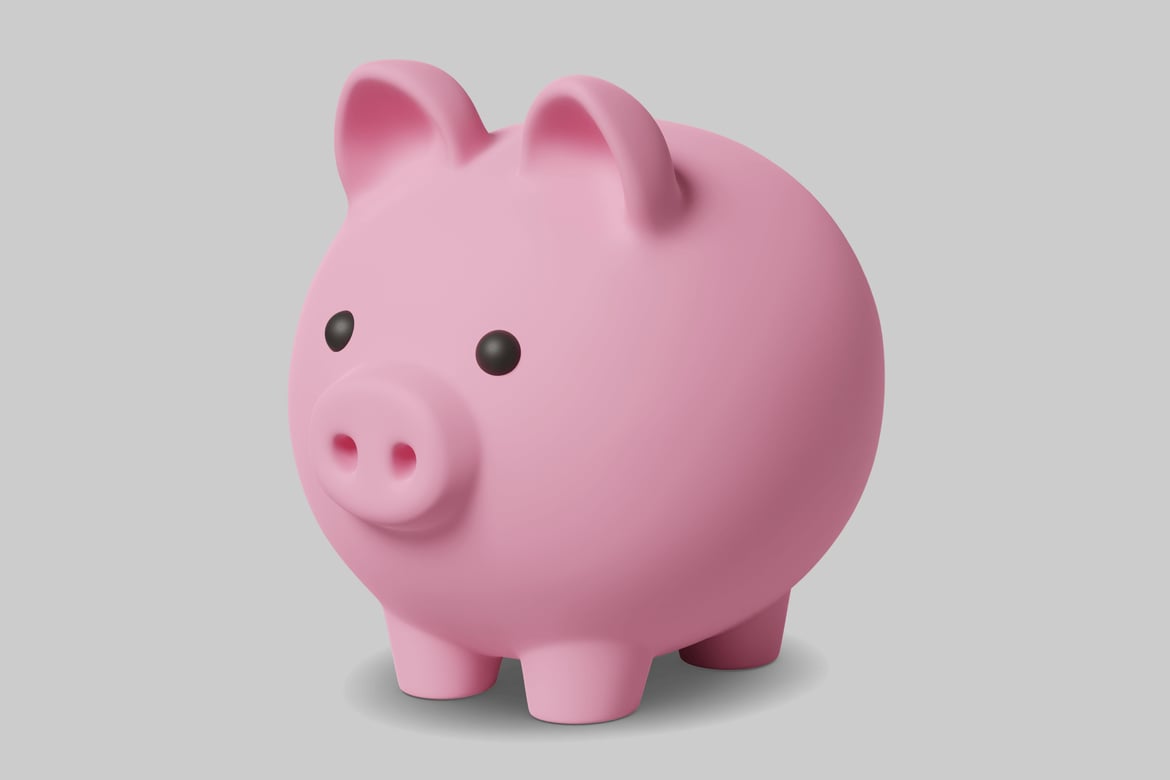 Download Pink piggy bank. 3D Model