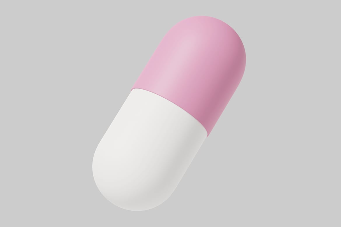 Download Pink pill with white cap. 3D Model