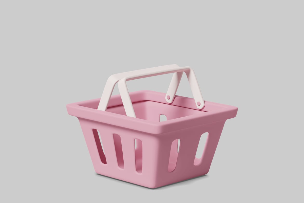 Download Pink plastic basket with handle. 3D Model