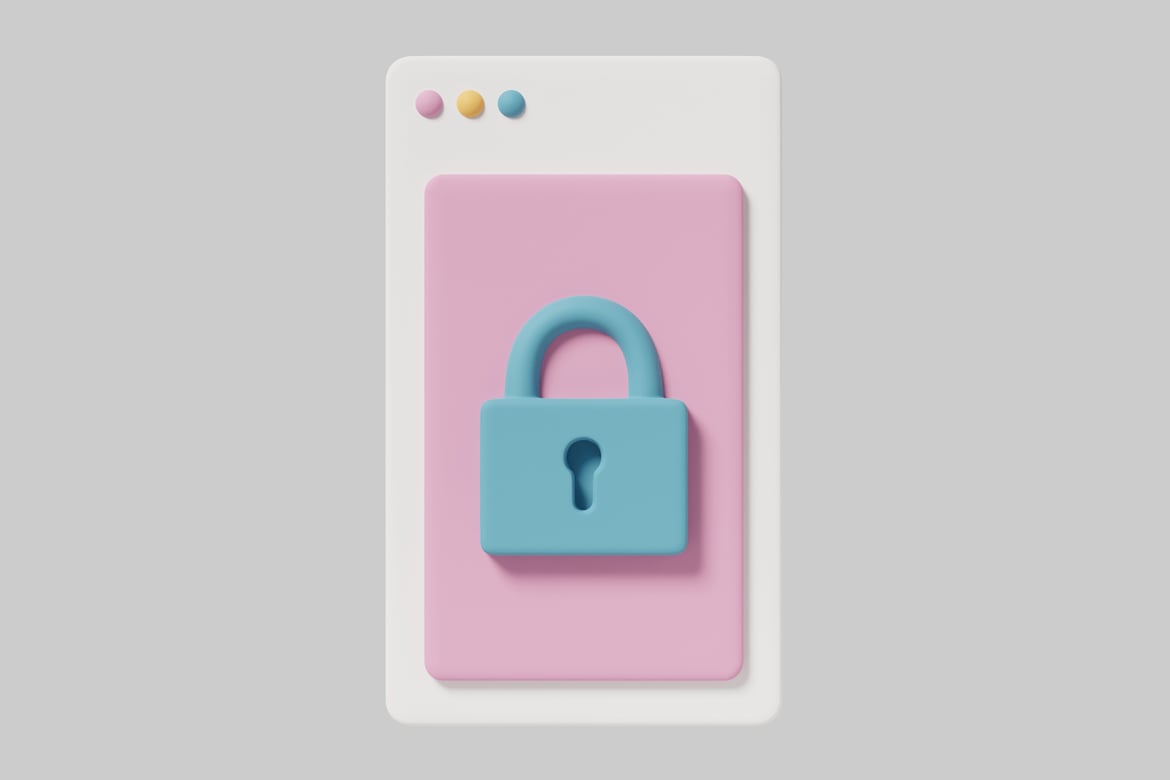 Download Pink rectangle with a blue padlock 3D Model