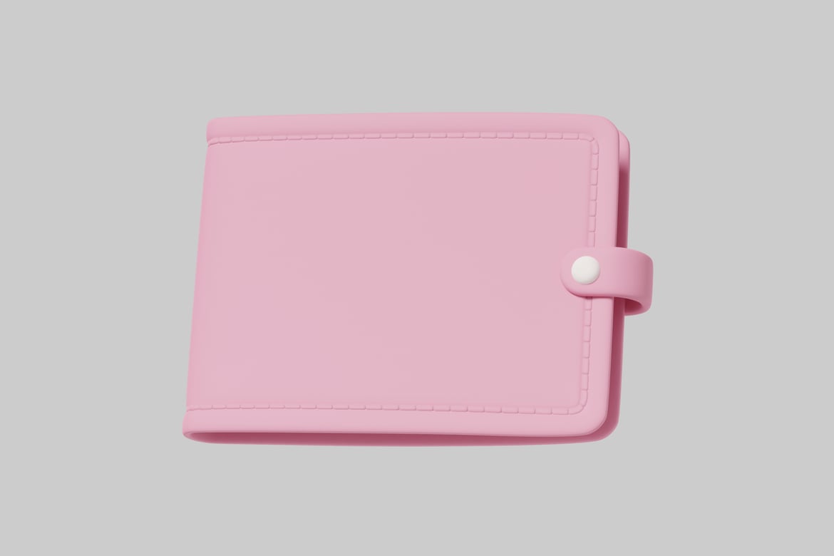 Download Pink wallet with white button. 3D Model