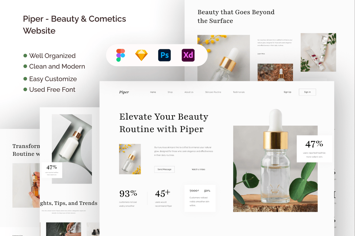 Download Piper - Beauty & Cometics Website Figma Design