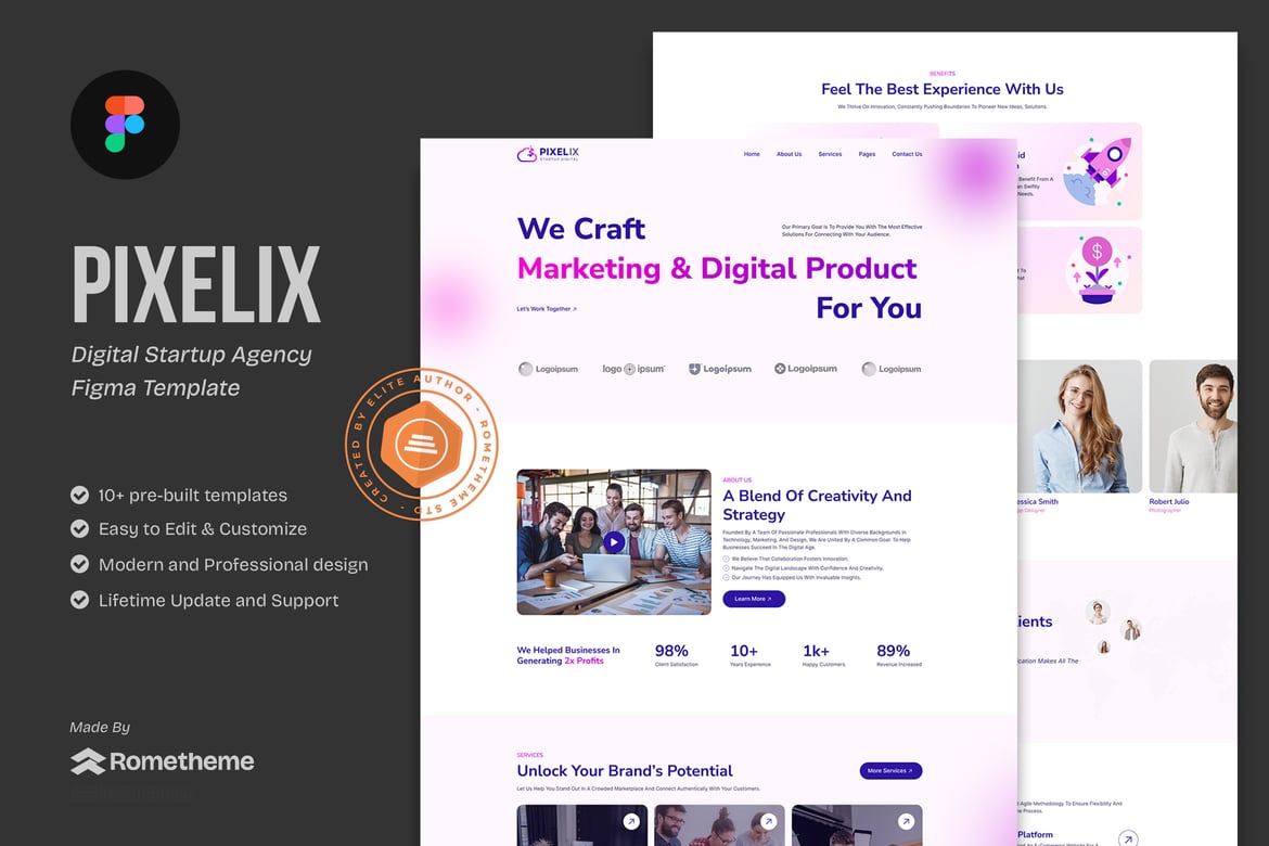 Download Pixelix - Digital Startup Agency Figma Template Figma Design