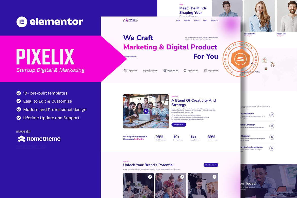 Download Pixelix - Startup Digital Agency Elementor Template Kit