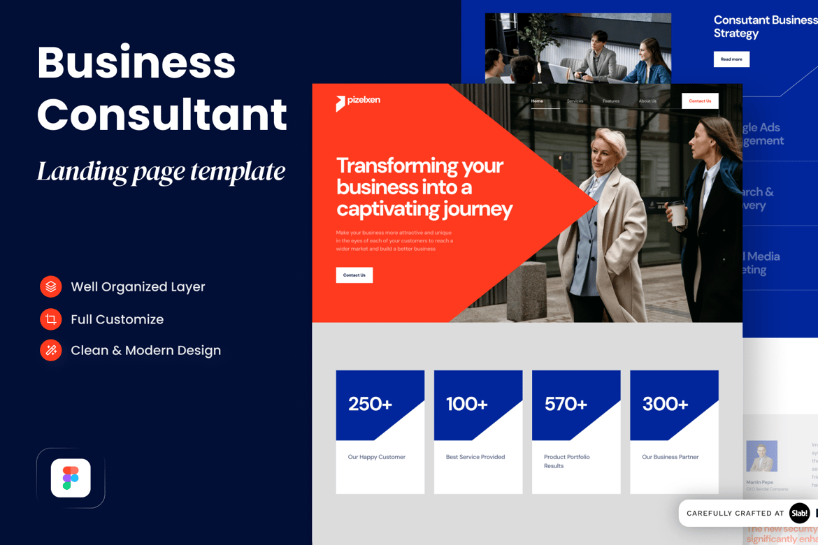 Download Pizelxen - Business Consultant Landing Page Figma Design