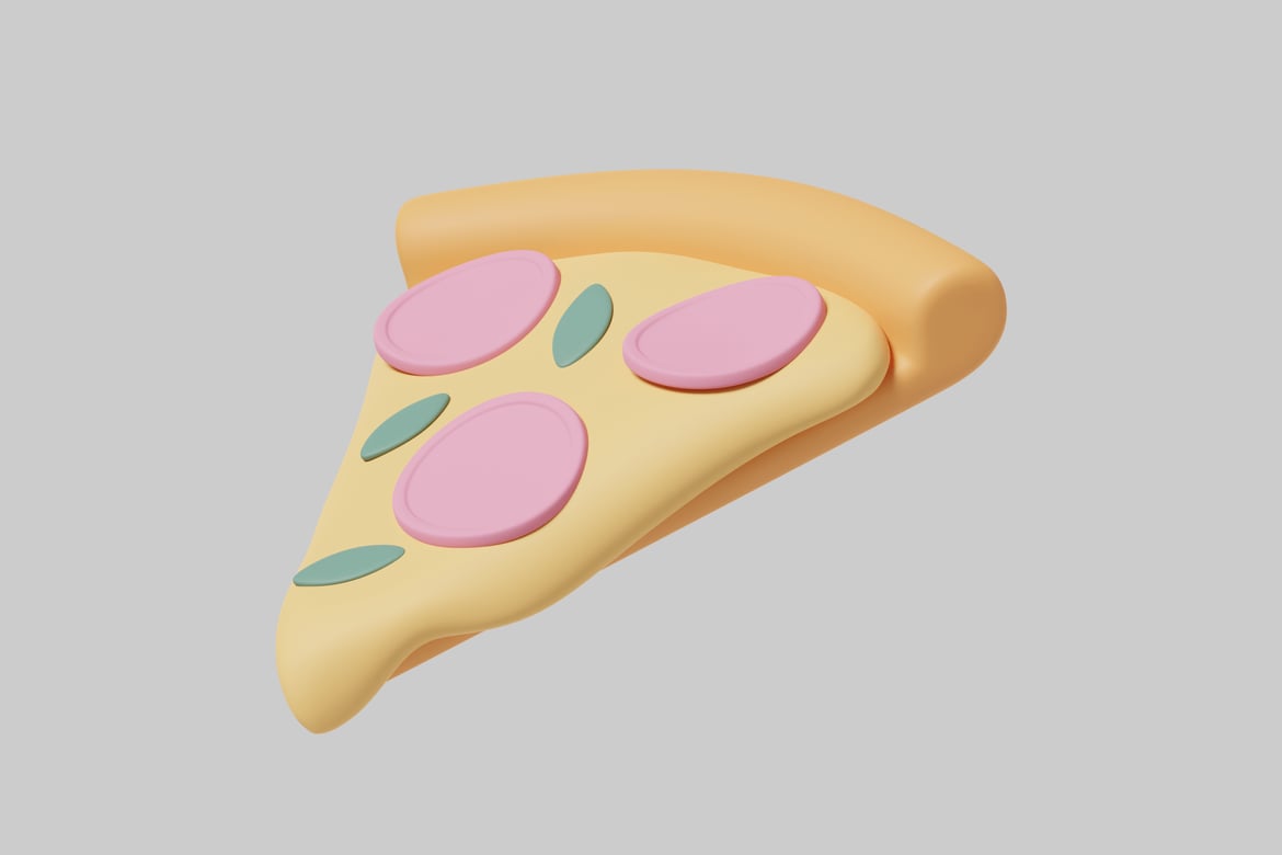 Download Pizza slice with pink and green toppings 3D Model