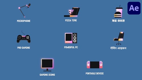 Download Podcast Gaming Icons And Titles for After Effect After Effect Template