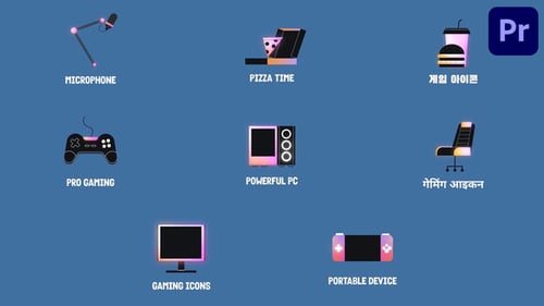 Download Podcast Gaming Icons And Titles for Premiere Pro Premiere Pro Template