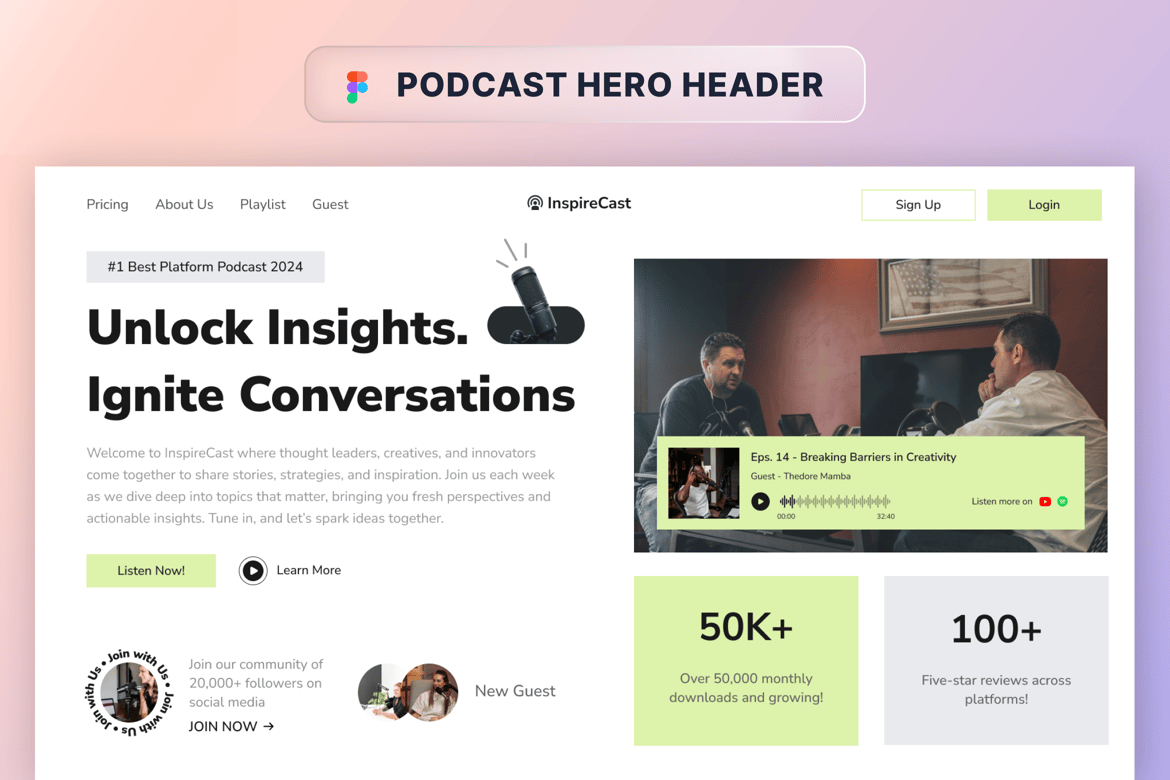 Download Podcast Hero Section Figma Design