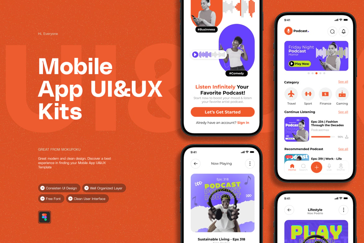 Download Podcast Hub - Mobile App UI&UX Figma Design