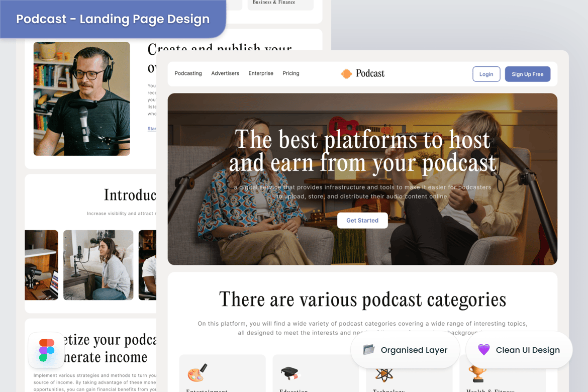 Download Podcast - Landing Page Design Figma Design