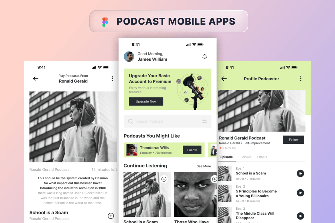 Download Podcast Mobile Apps Figma Design