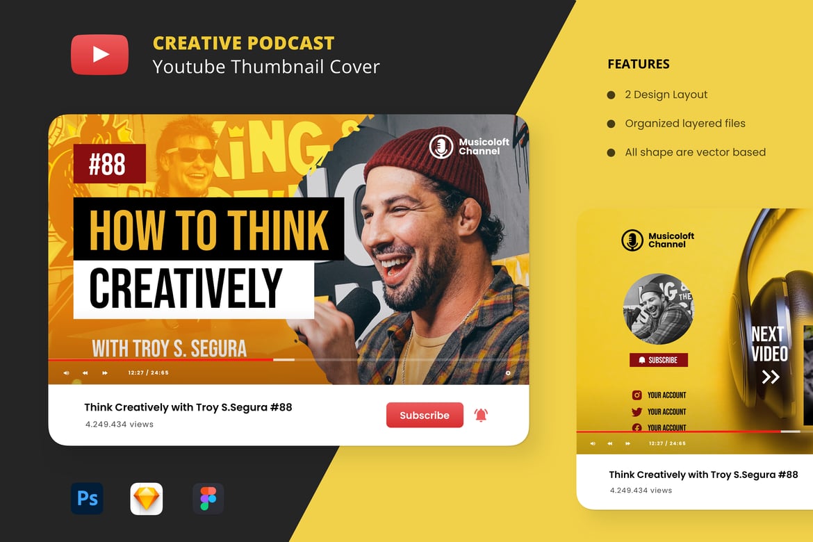 Download Podcast Youtube Thumbnail Figma Design