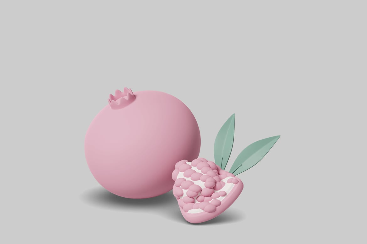 Download Pomegranate with cut section 3D Model