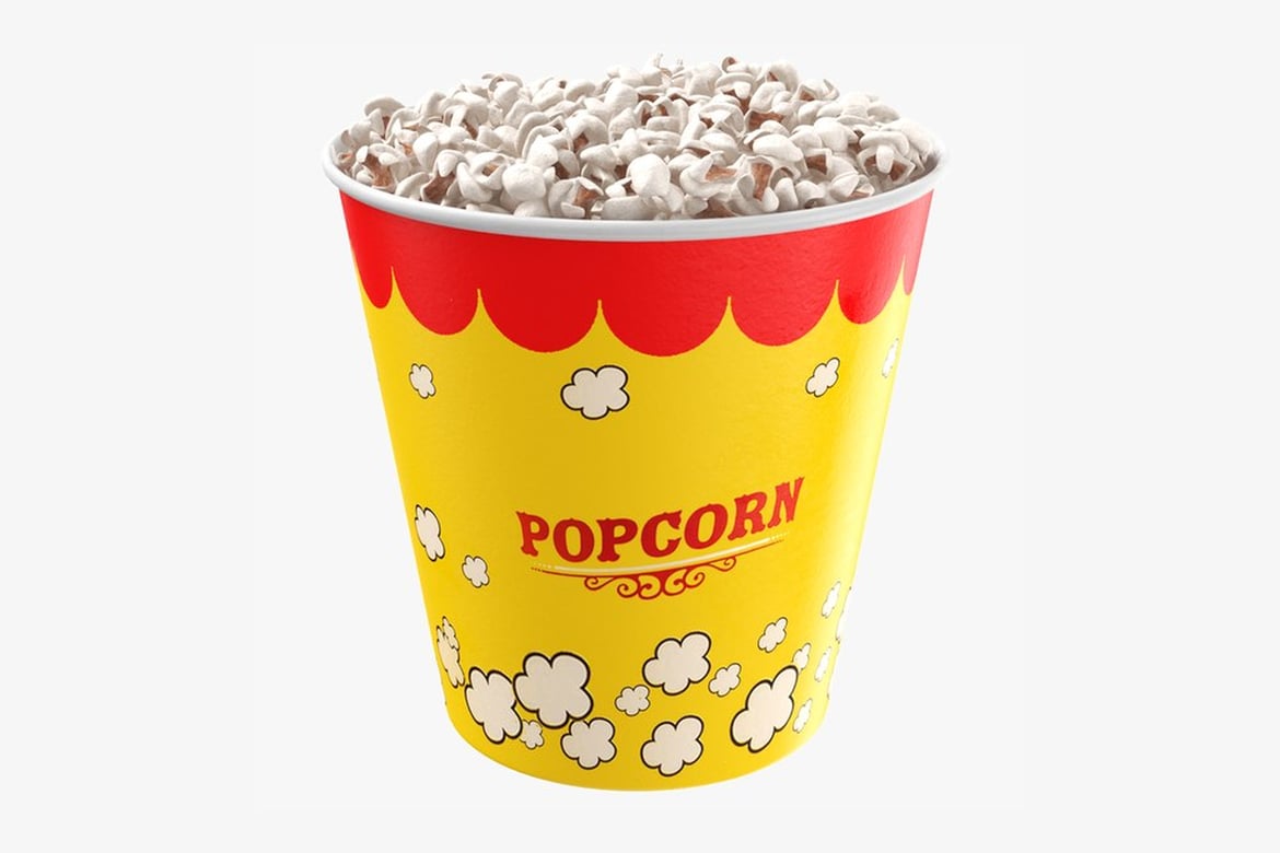 Download Popcorn in Yellow and Red Scalloped Bucket 3D Model