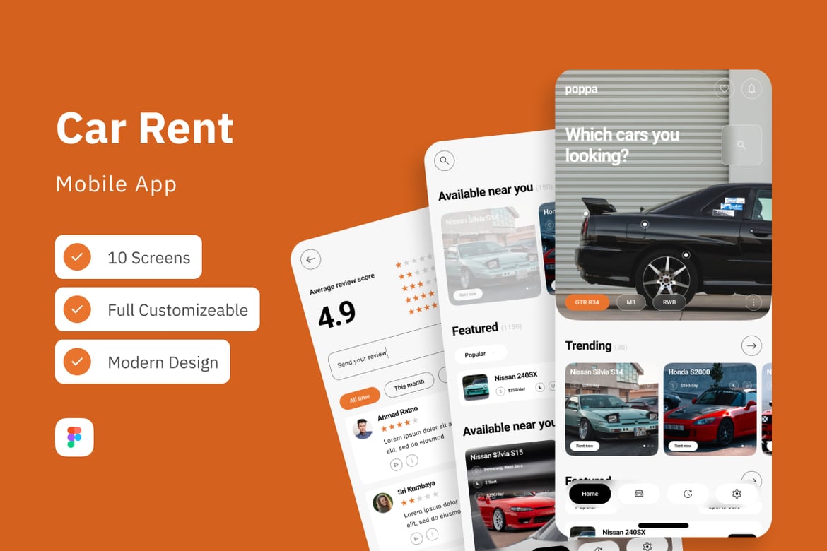 Download Poppa - Car Rent App Figma Design