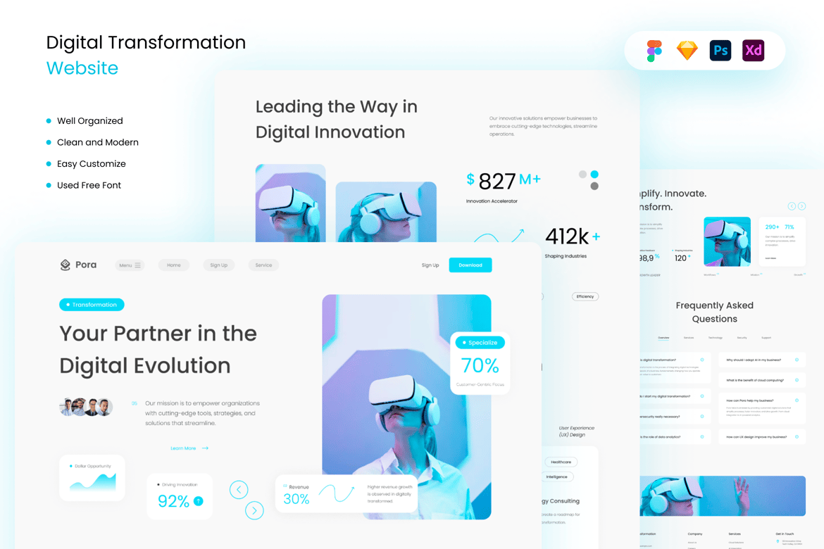 Download Pora - Digital Transformation Website Figma Design