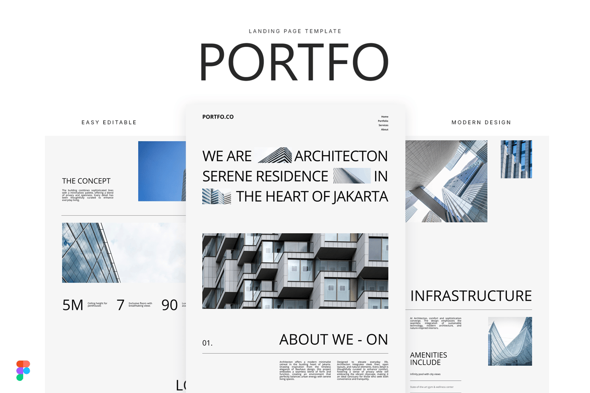 Download Portfo - Landing Page Template Figma Design