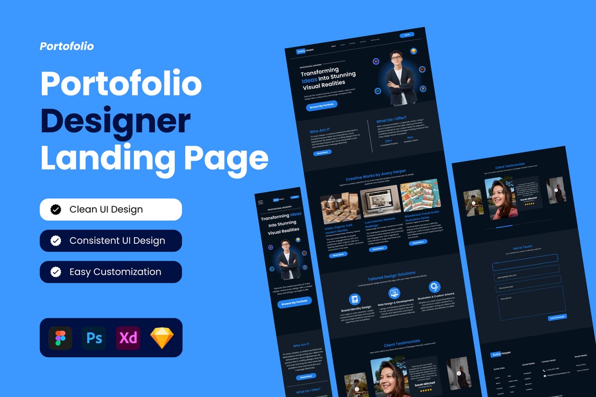 Download Portofolio Desginer Landing Page Figma Design