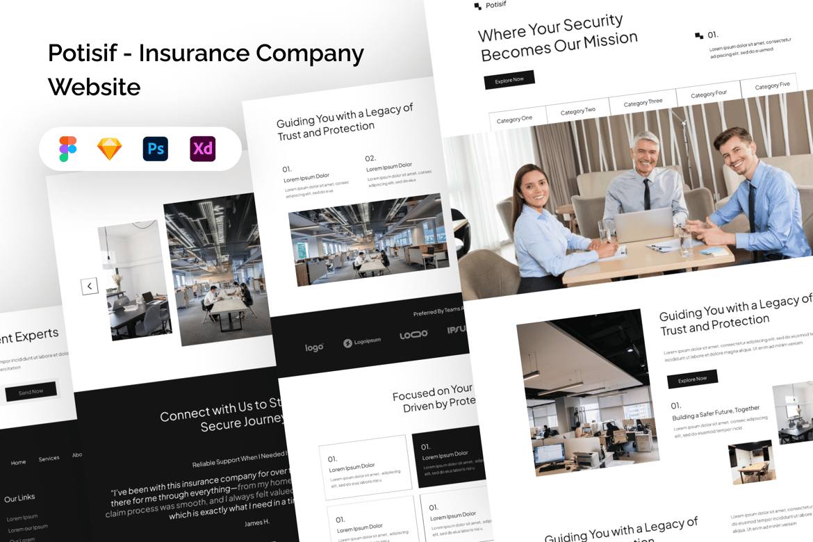 Download Potisif - Insurance Company Website Template Figma Design